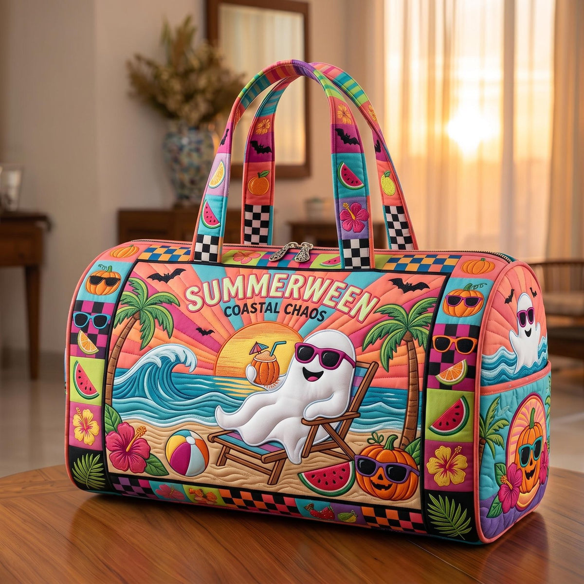 Tropical Haunt Quilted Duffle Bag printed duffle bag