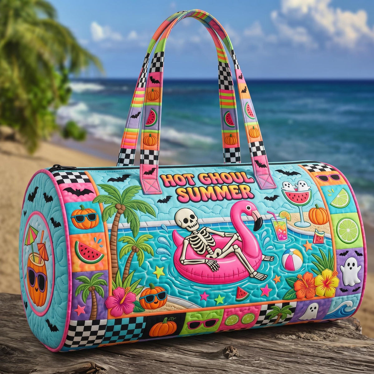 Tropical Haunt Quilted Duffle Bag printed duffle bag