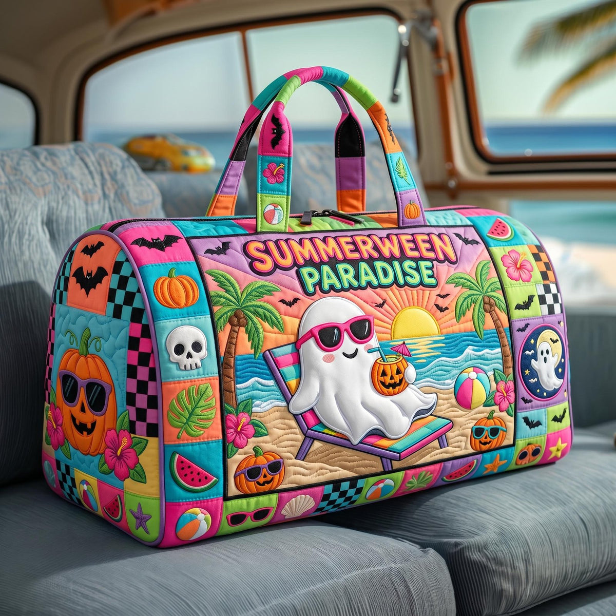 Tropical Haunt Quilted Duffle Bag printed duffle bag