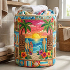 Tropical Polynesian Tiki Quilted Laundry Hamper printed laundry hamper
