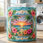 Tropical Sunrise Quilted Laundry Hamper printed laundry hamper