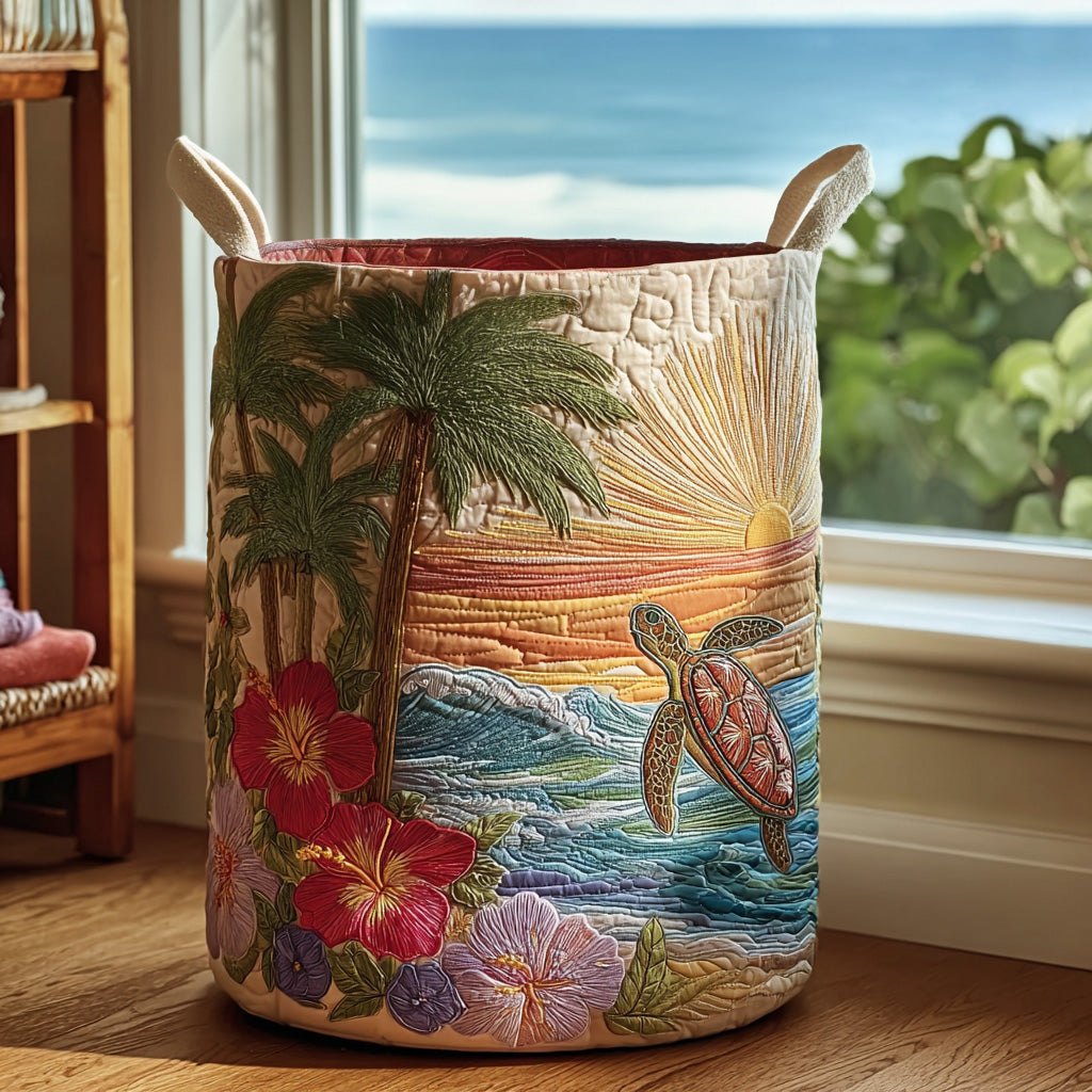 Tropical Swim Quilted Laundry Hamper printed laundry hamper
