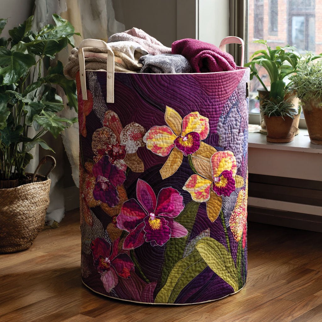 Tropical Velvet Quilted Laundry Hamper printed laundry hamper