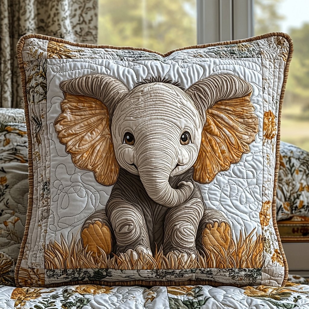 Trunkling Trails Quilted Cushion Cover printed cushion cover