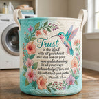 Trust In The Lord Hummingbird Quilted Laundry Hamper printed laundry hamper