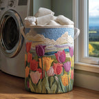 Tulip Field Quilted Laundry Hamper printed laundry hamper