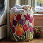 Tulip Joy Quilted Laundry Hamper printed laundry hamper