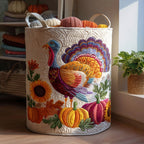 Turkey Trot Delight Quilted Laundry Hamper printed laundry hamper