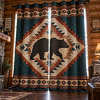 Turquoise Bear Diamond Quilted Curtains printed door curtain