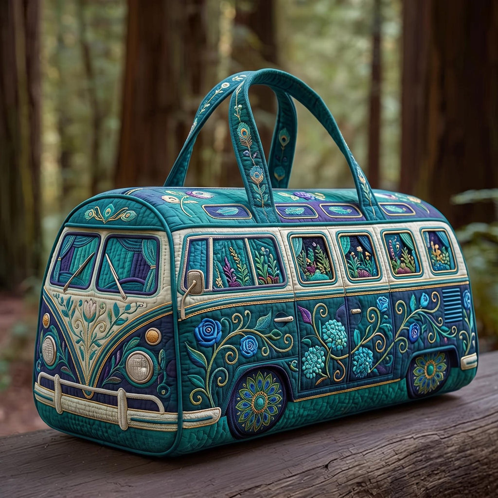 Turquoise Camper Quilted Duffle Bag printed quilted duffle bag