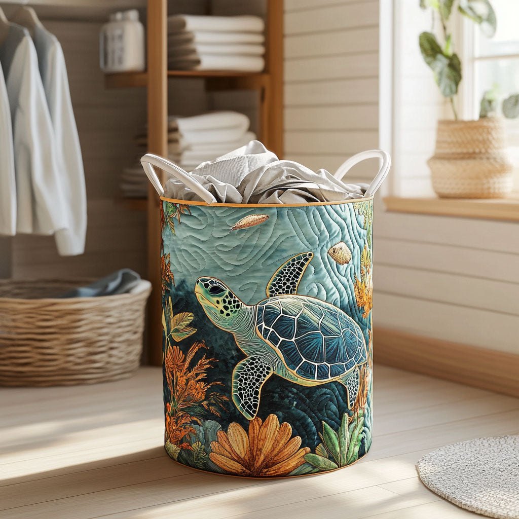 Turtle Bay Quilted Laundry Hamper printed laundry hamper