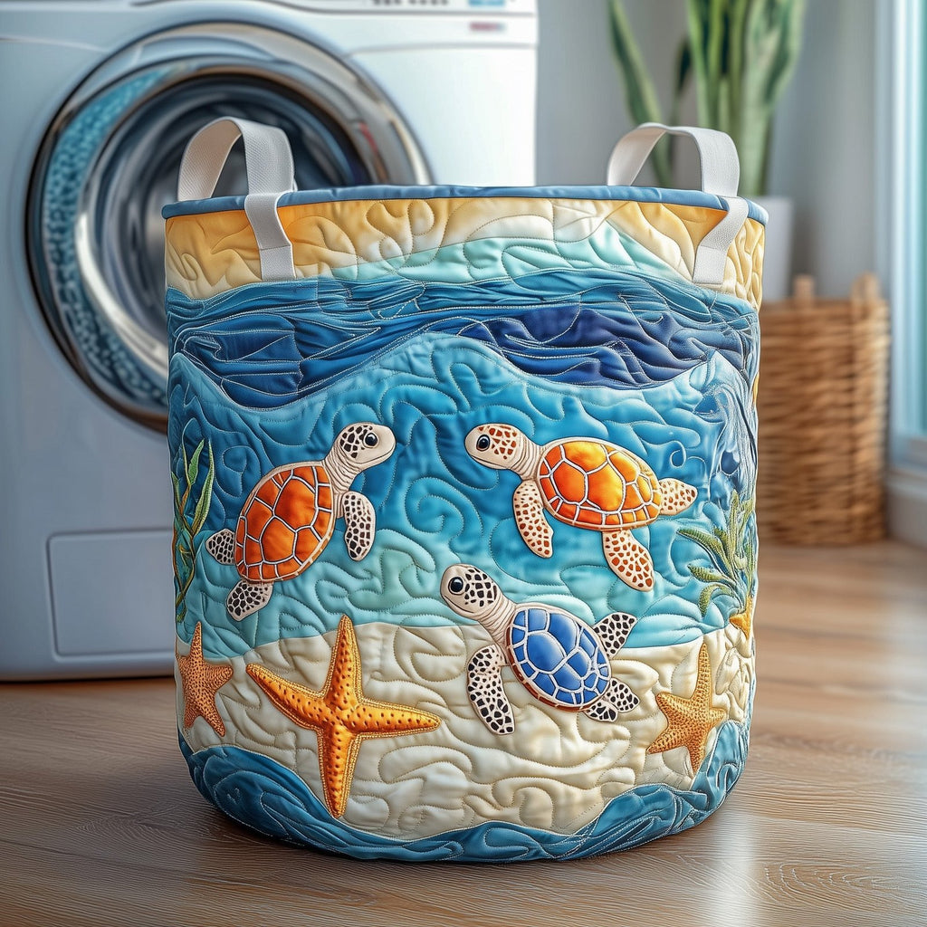 Turtle Buddies Quilted Laundry Hamper printed laundry hamper