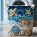 Turtle Drift Quilted Laundry Hamper printed laundry hamper