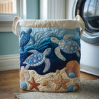 Turtle Drift Quilted Laundry Hamper printed laundry hamper