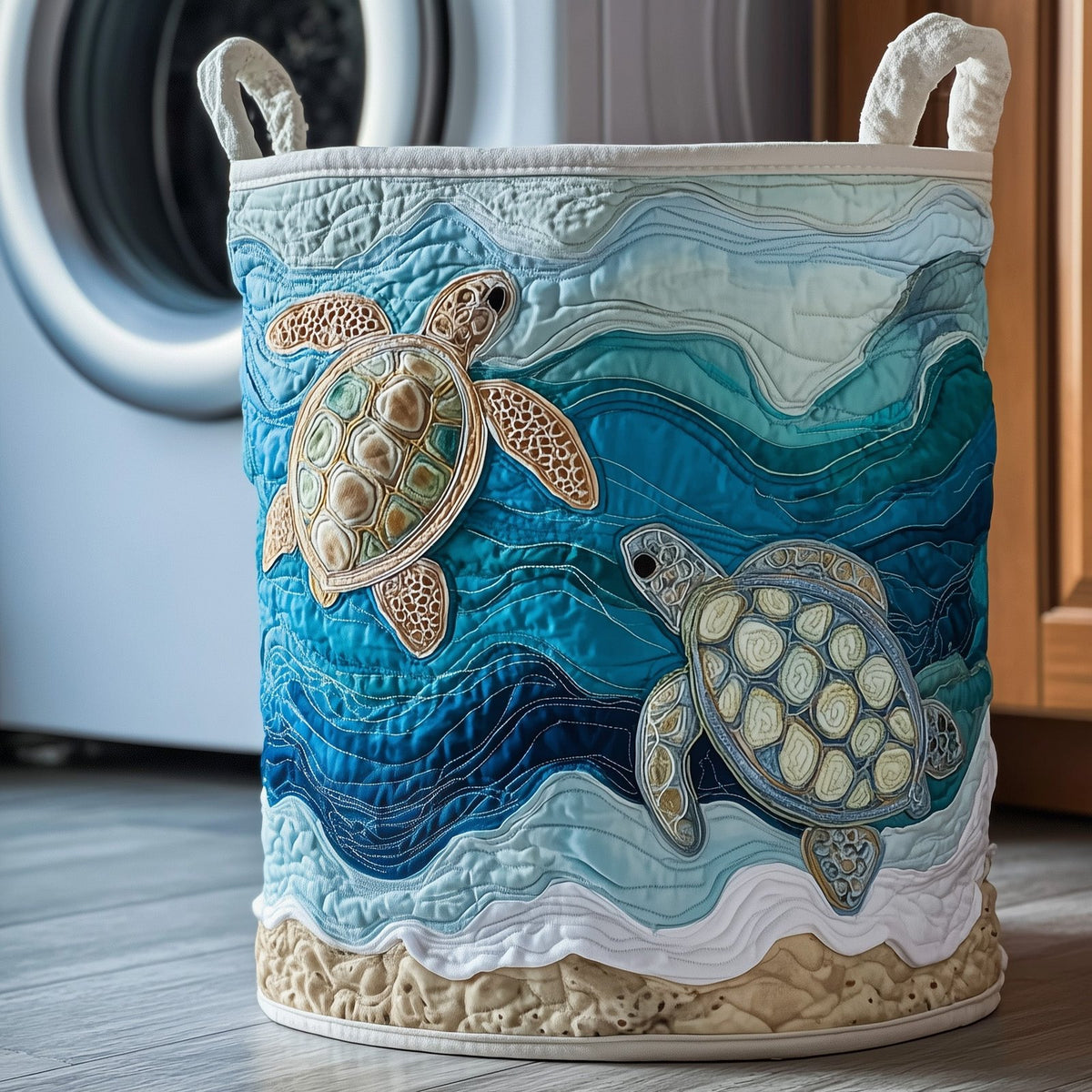Turtle Drift Quilted Laundry Hamper printed laundry hamper