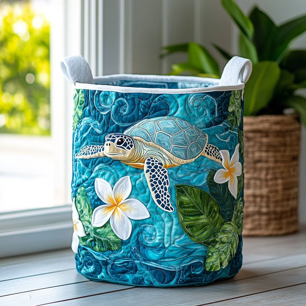 Turtle Drift Quilted Laundry Hamper printed laundry hamper