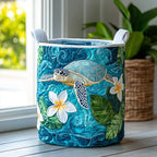 Turtle Drift Quilted Laundry Hamper printed laundry hamper