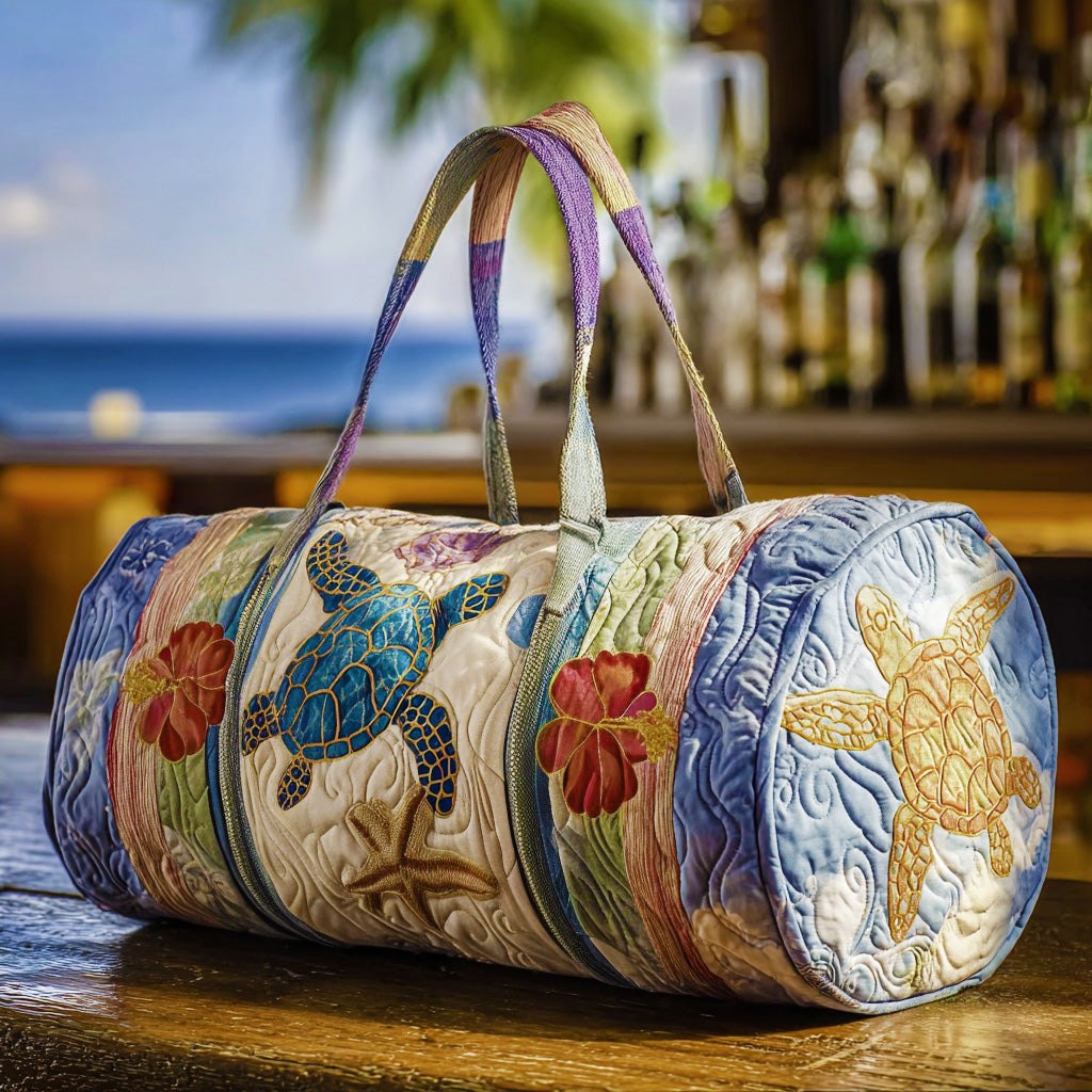 Turtle Journey Quilted Duffle Bag printed duffle bag