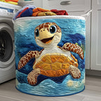 Turtle Ocean Quilted Laundry Hamper printed laundry hamper