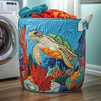 Turtle Ocean Quilted Laundry Hamper printed laundry hamper