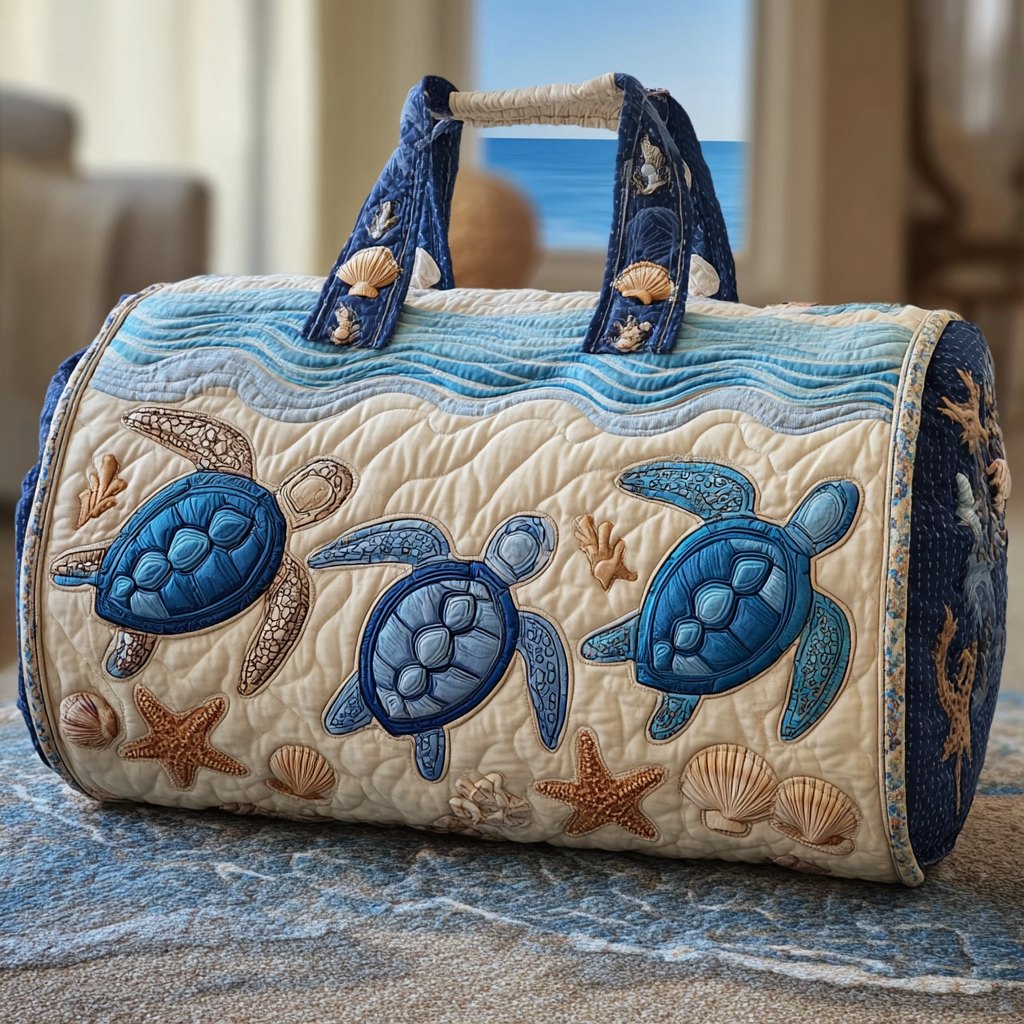 Turtle Path Quilted Duffle Bag printed duffle bag