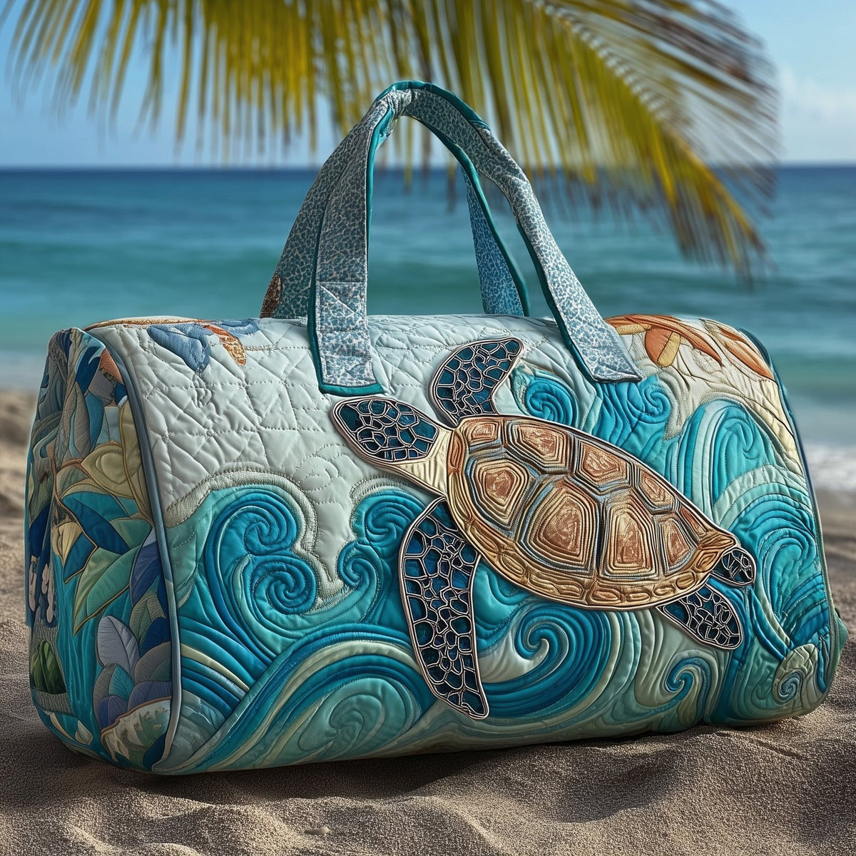 Turtle Quilted Duffle Bag printed duffle bag