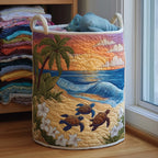 Turtle Quilted Laundry Hamper printed laundry hamper