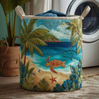 Turtle Shore Quilted Laundry Hamper printed laundry hamper