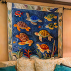 Turtle Tides Quilted Blanket printed blanket