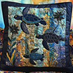 Turtle Tides Quilted Cushion Cover printed cushion cover