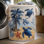 Turtle Tides Quilted Laundry Hamper printed laundry hamper