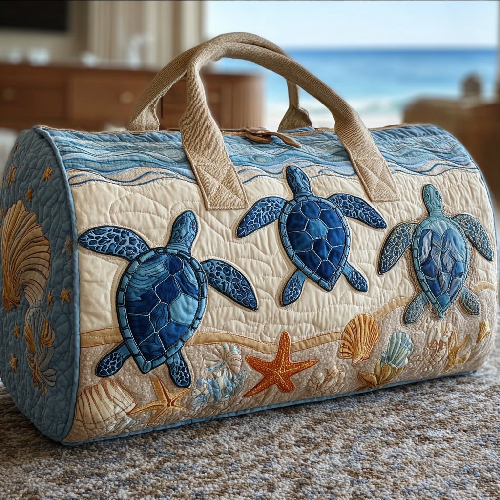 Turtle Wave Quilted Duffle Bag printed duffle bag