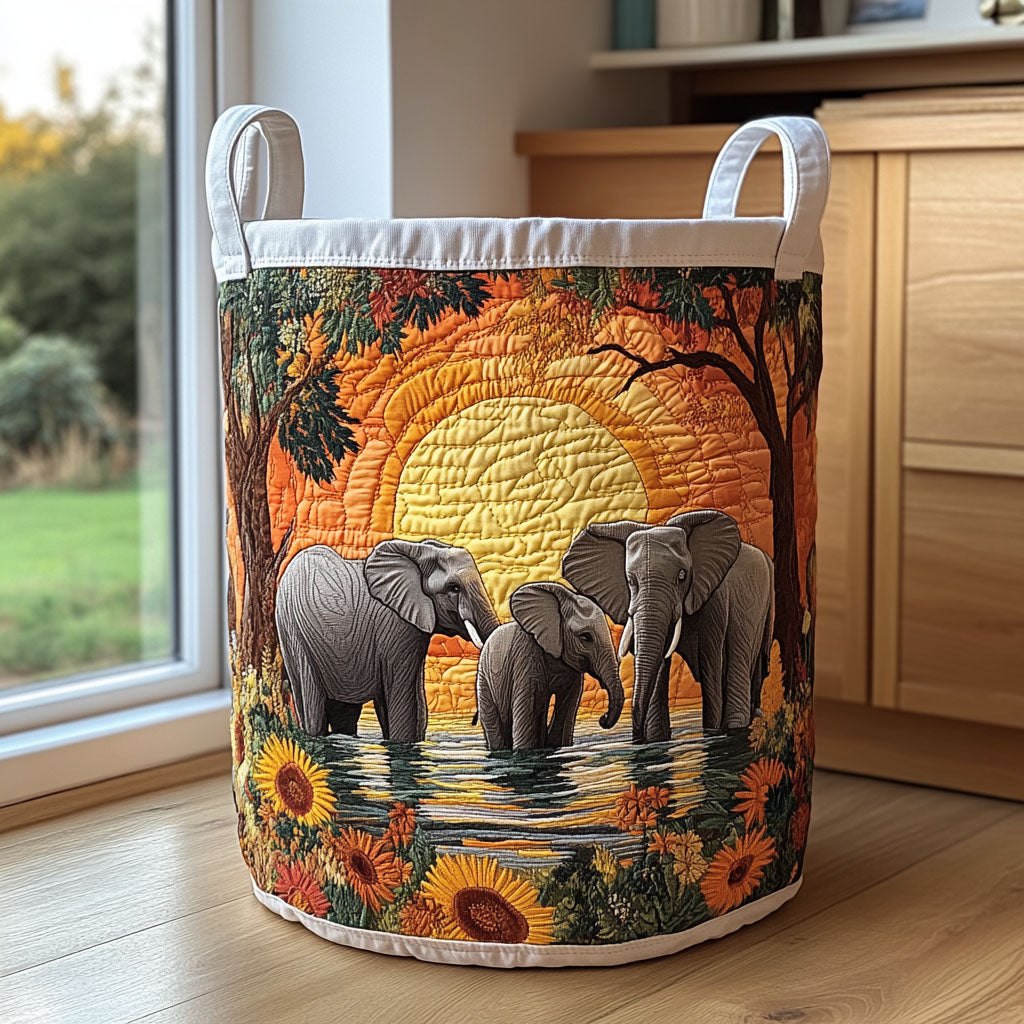 Tusker Charm Quilted Laundry Hamper printed laundry hamper
