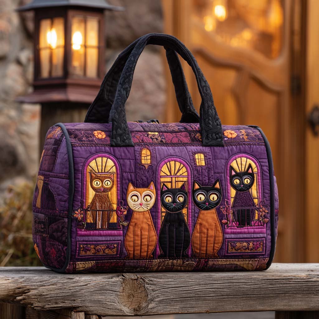 Twilight Cat Quilted Duffle Bag printed duffle bag