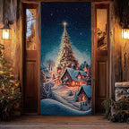 Twilight Village Tree Quilted Door Curtain printed door curtain