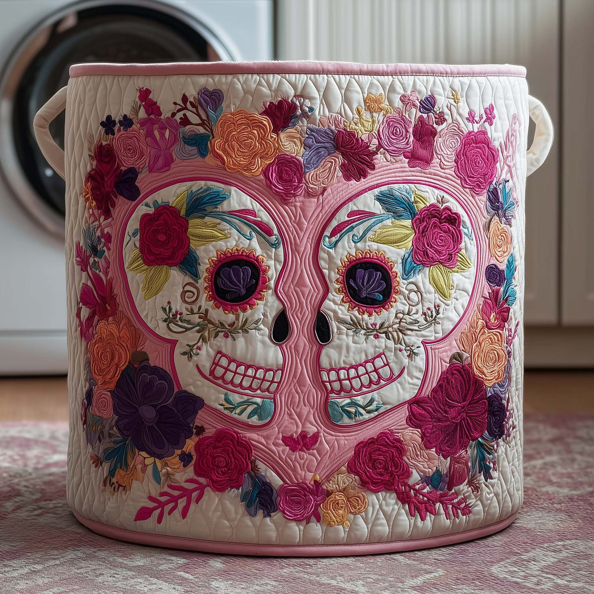 Twin Skulls Quilted Laundry Hamper printed laundry hamper