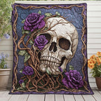 Twisted Bloom Skull Quilted Blanket printed blanket