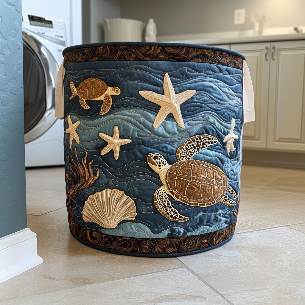 Undersea Path Quilted Laundry Hamper printed laundry hamper
