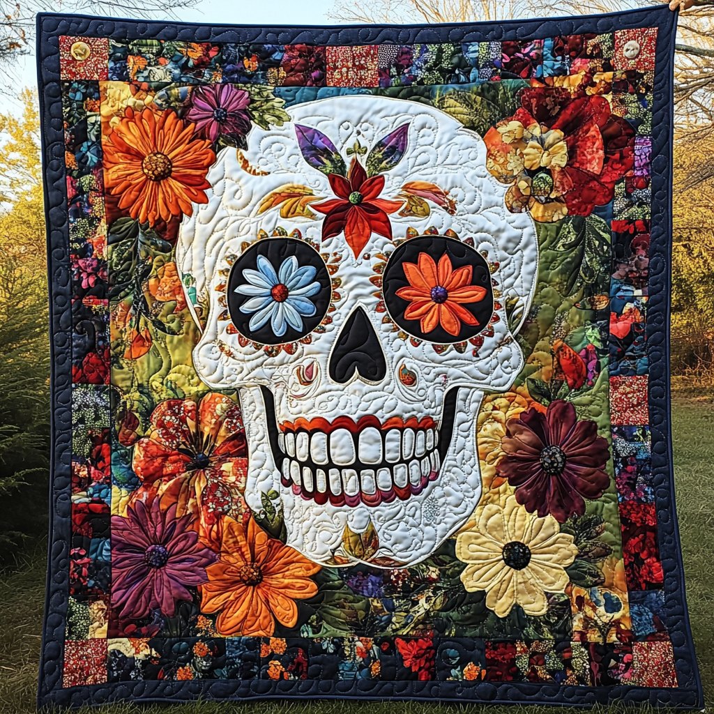 Unique Skull Quilted Blanket printed blanket