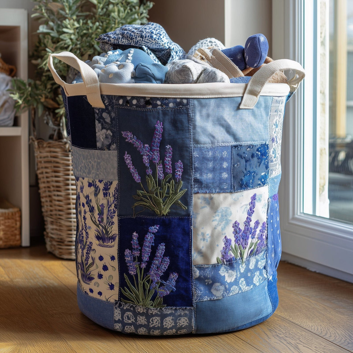 Upcycle Heritage Quilted Laundry Hamper printed laundry hamper
