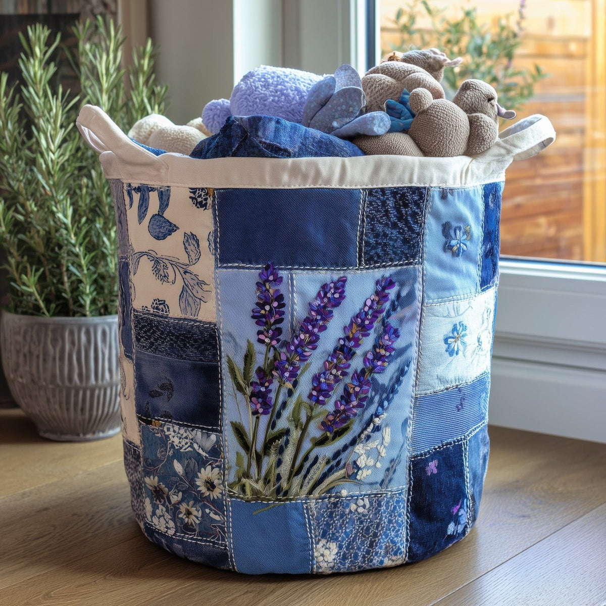 Upcycle Heritage Quilted Laundry Hamper printed laundry hamper