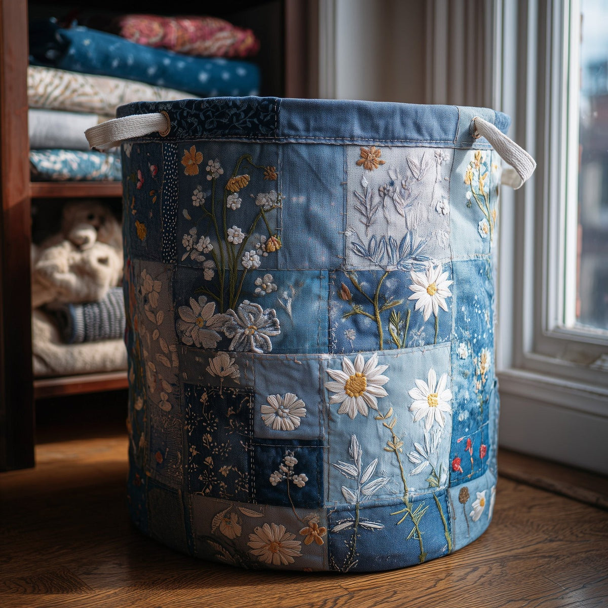 Upcycle Heritage Quilted Laundry Hamper printed laundry hamper