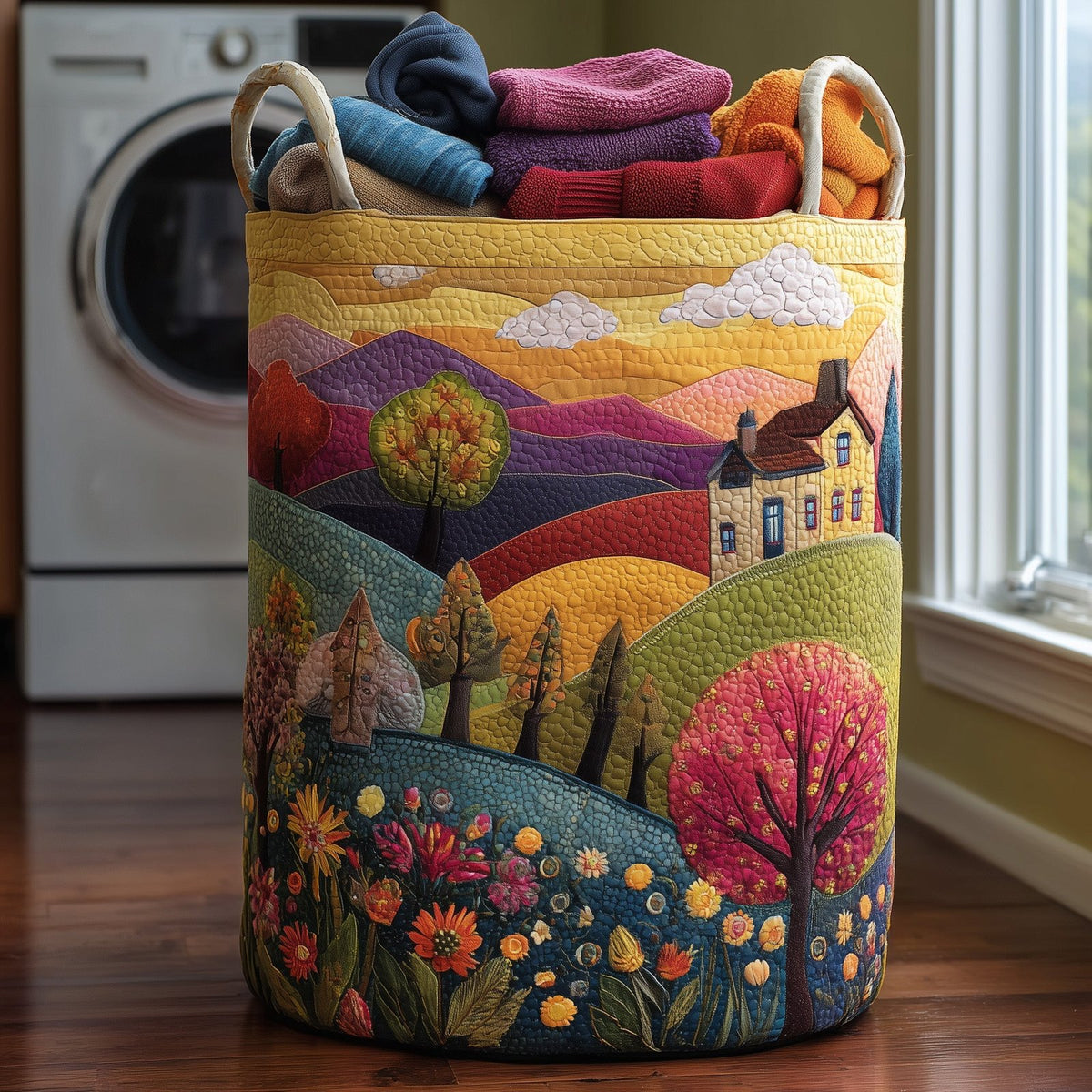 Valley Heaven Quilted Laundry Hamper printed laundry hamper