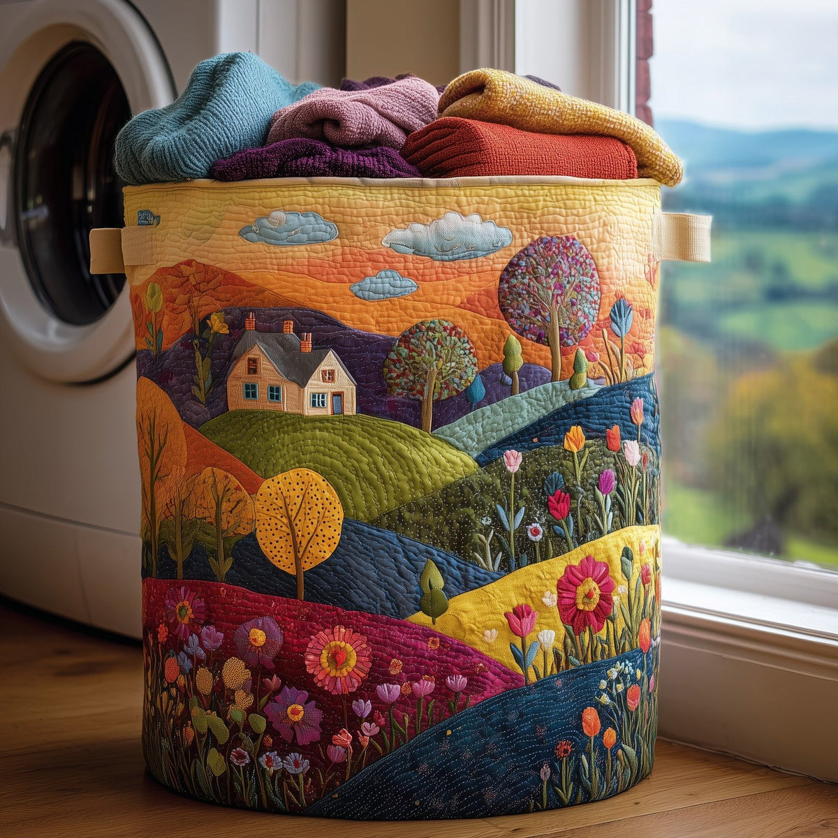 Valley Heaven Quilted Laundry Hamper printed laundry hamper