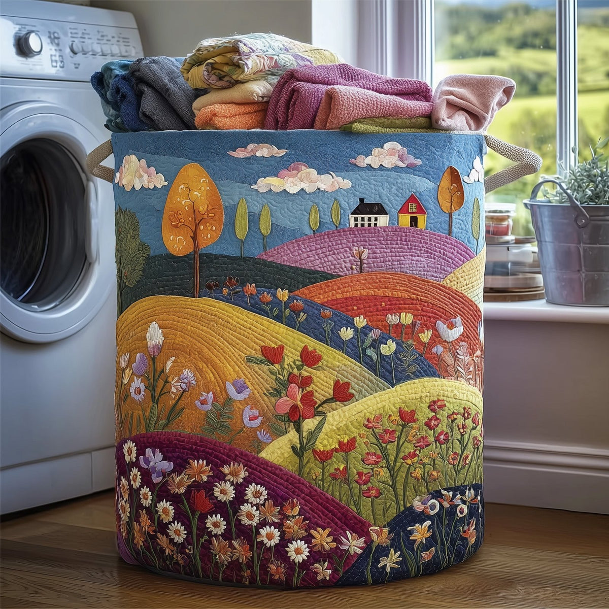 Valley Heaven Quilted Laundry Hamper printed laundry hamper