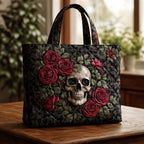Velvet Skull Quilted Tote Bag printed tote bag