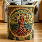 Verdant Life Tree Quilted Laundry Hamper printed laundry hamper