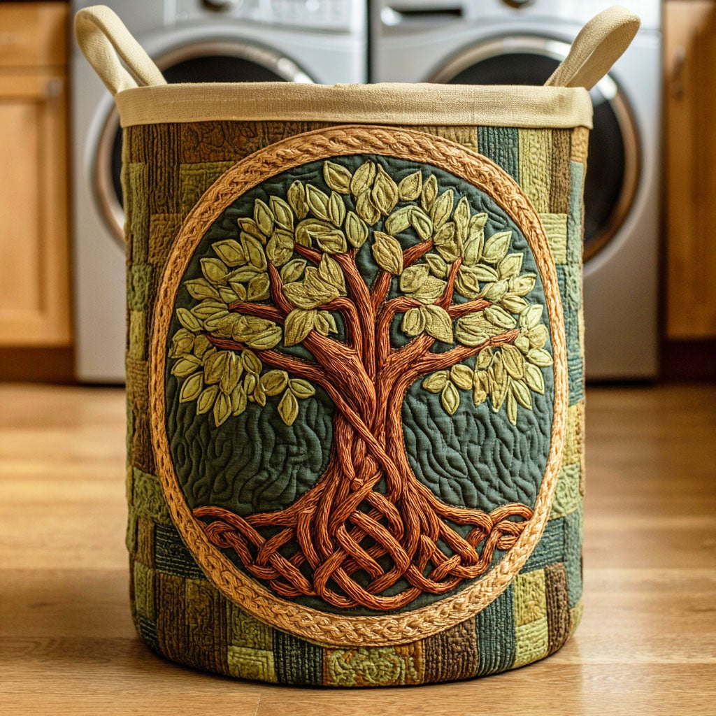 Verdant Life Tree Quilted Laundry Hamper printed laundry hamper