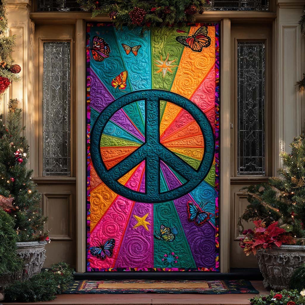 Vibrant Mandala Peace Quilted Door Curtain printed door curtain