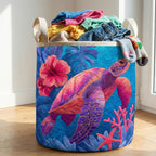 Vibrant Ocean Glow Quilted Laundry Hamper printed laundry hamper